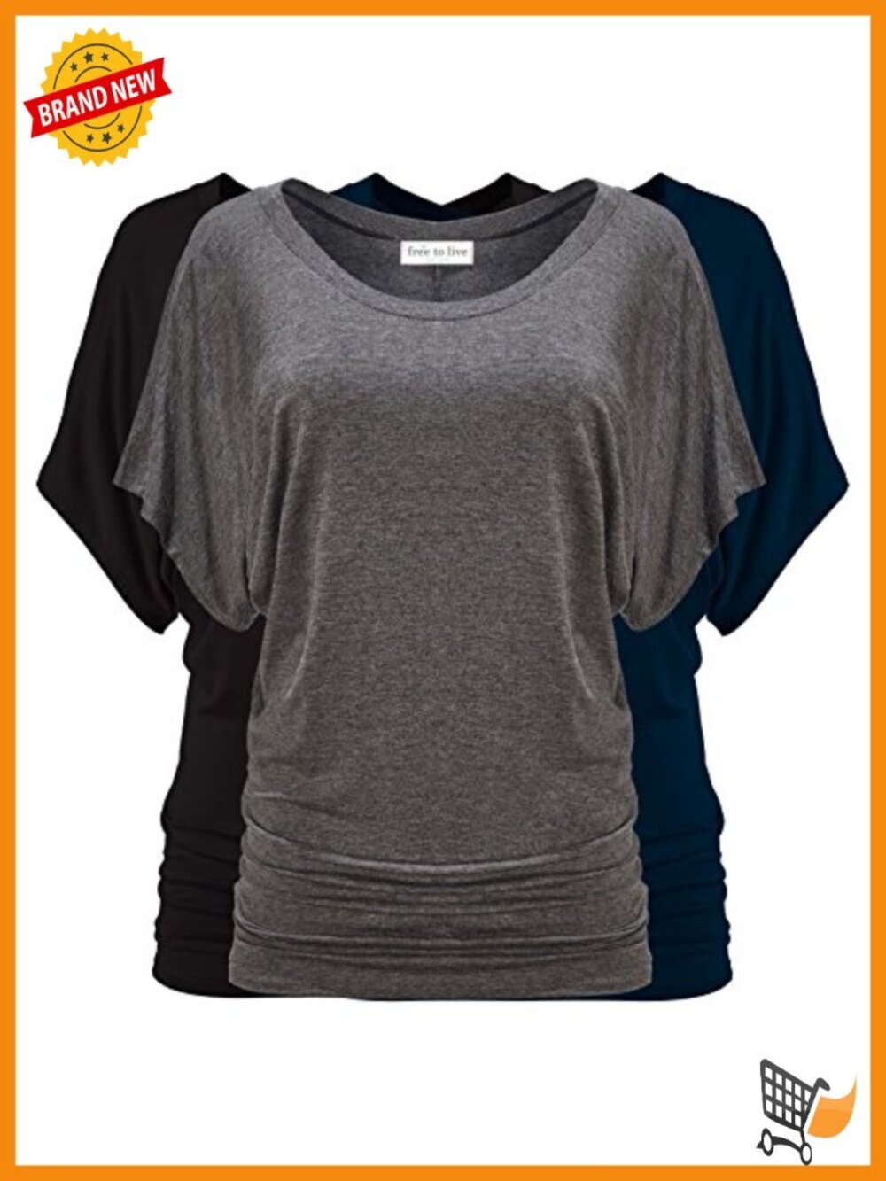 3 Pack Dolman Sleeve Tunic Tops Short Sleeve Business Casual Shirts